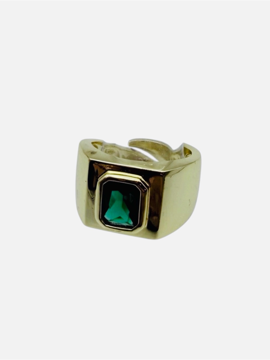 Bezel Set Green Gemstone Adjustable Ring Nwt